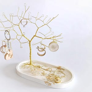 Jewelry tree holder with trinket tray, Ring dish organizer, Jewelry stand gift, Jewelry storage, earring holder, Jewelry organizer
