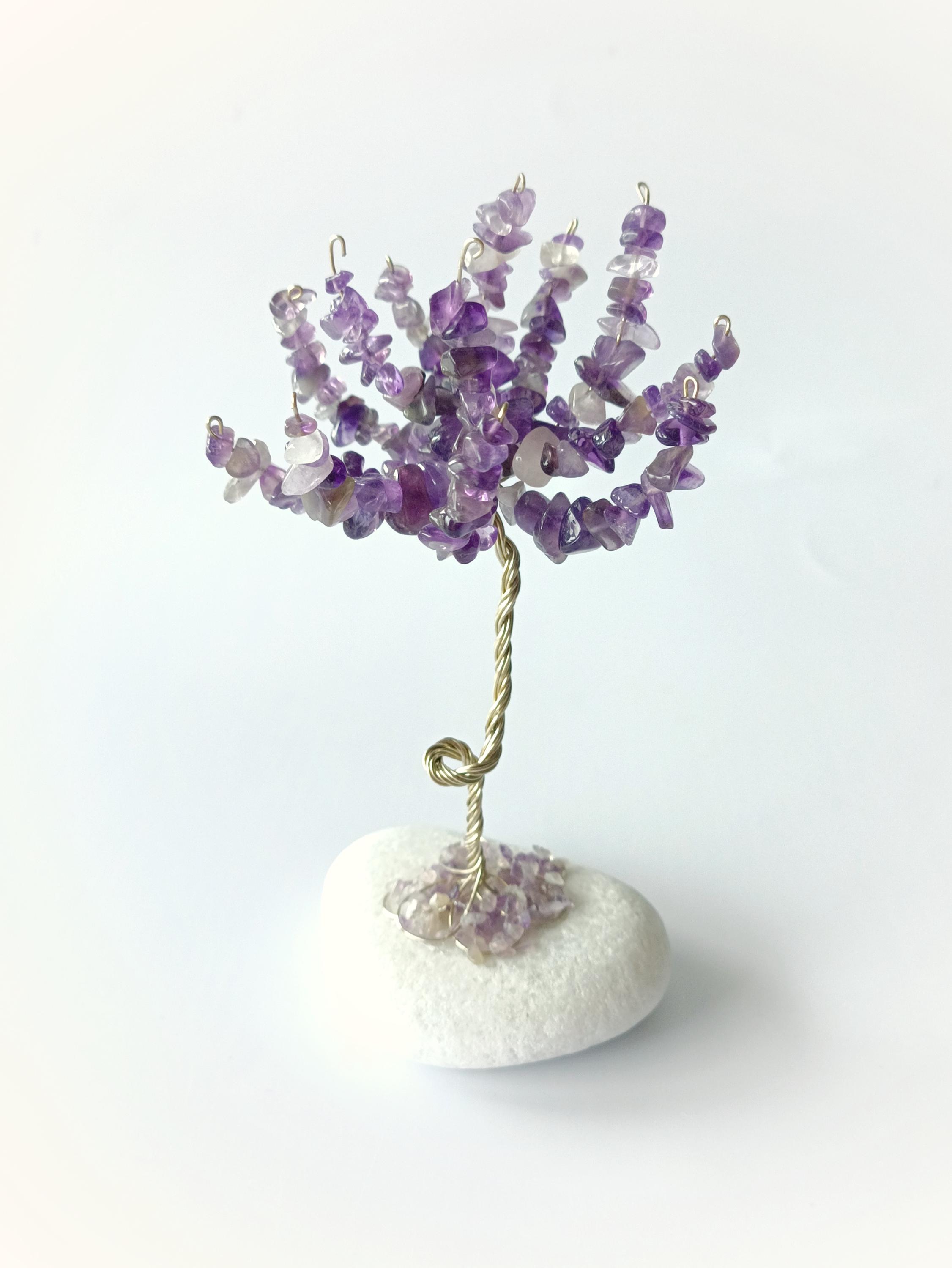 6Th Anniversary Gift For Wife, Amethyst Wire Tree Of Life Sculpture, February Birthstone