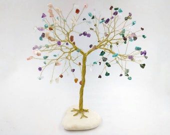 Family tree sculpture, Personalised couple gift, Wire tree sculpture, Gemstone birthstone tree, gemstone tree, family tree of life