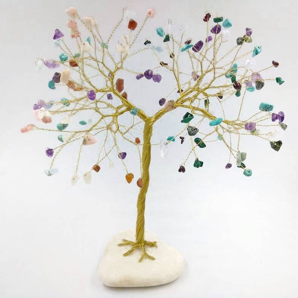 Family tree sculpture, Personalised couple gift, Wire tree sculpture, Gemstone birthstone tree, gemstone tree, family tree of life