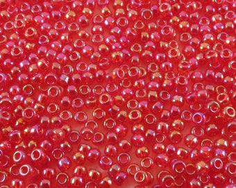 11/0 #254D Transparent Red AB Miyuki Seed Beads 24 g