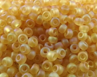 6/0 #132FR Matte Transparent Light Topaz AB Miyuki Seed Beads 20g