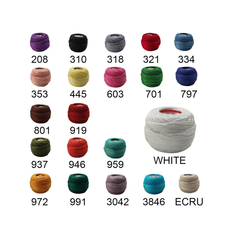 Puede incluir: Una colecci&oacute;n de carretes de hilo coloridos en varios tonos, incluyendo morado, negro, gris, rojo y verde. Cada carrete est&aacute; etiquetado con un n&uacute;mero. Tambi&eacute;n hay un carrete blanco grande y un carrete crudo.