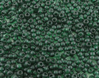 11/0 #156F Matte Transparent Emerald Miyuki Seed Beads 24 g
