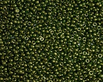 11/0 #306 Olive Green Gold Luster Miyuki Seed Beads 24 g