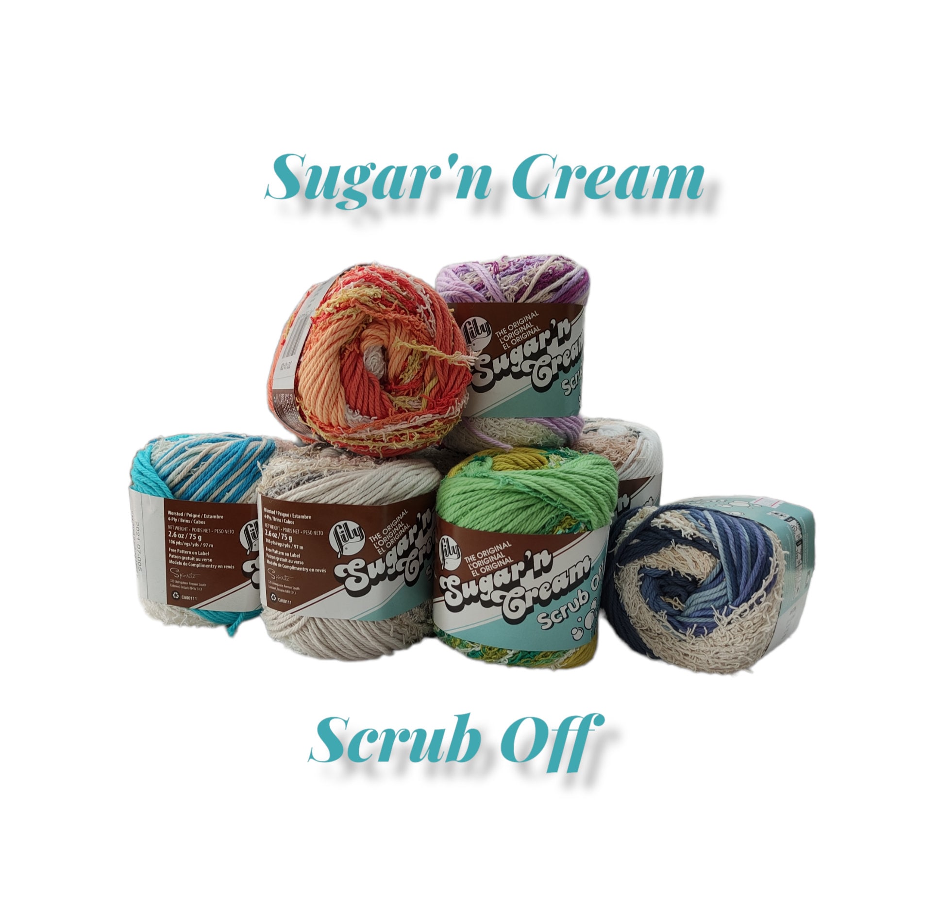 Scrub off Sugar'n Cream cotton Yarn 2.6oz 106 Yds Choose Color 