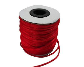 Nylon Rattail Cord Red Coral 2 mm 50 yds