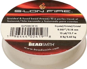 8 lb S-LON FIRE Crystal Braided and Fused Beading Thread  50 yards
