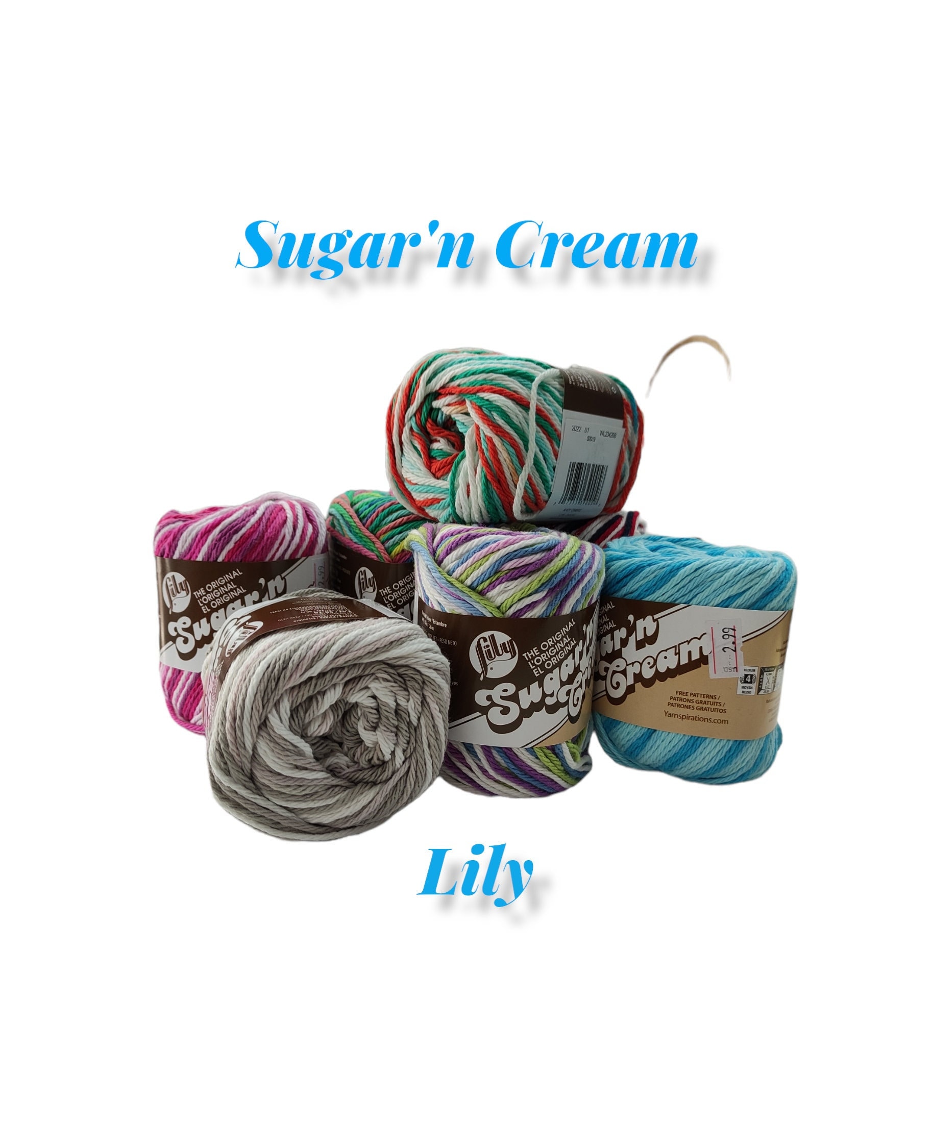 Lily Sugar'n Cream Cotton Yarn 6-Pack | Worsted Weight For Knitting & Crochet