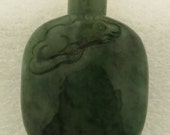 Antique Chinese Spinach Color quot A quot Jadeite Snuff Bottle Hand Carved w Mouse.