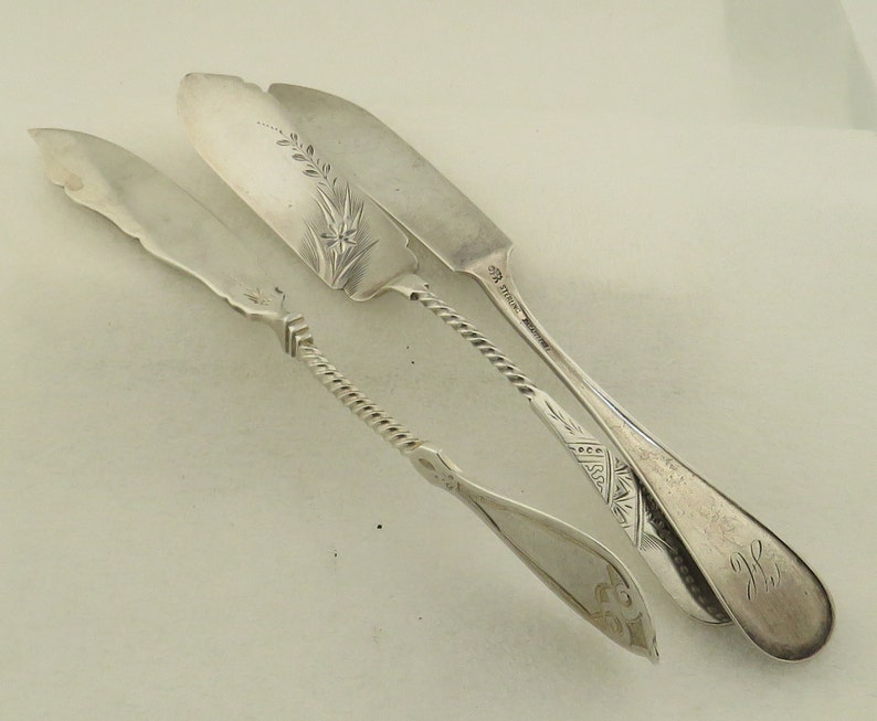 Antique 3 Sterling Silver Master Butter Knives.