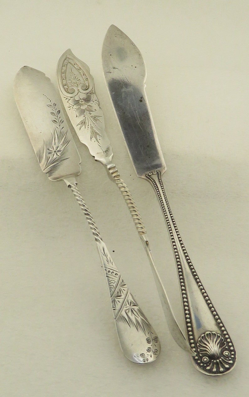 Antique 3 Sterling Silver Master Butter Knives.