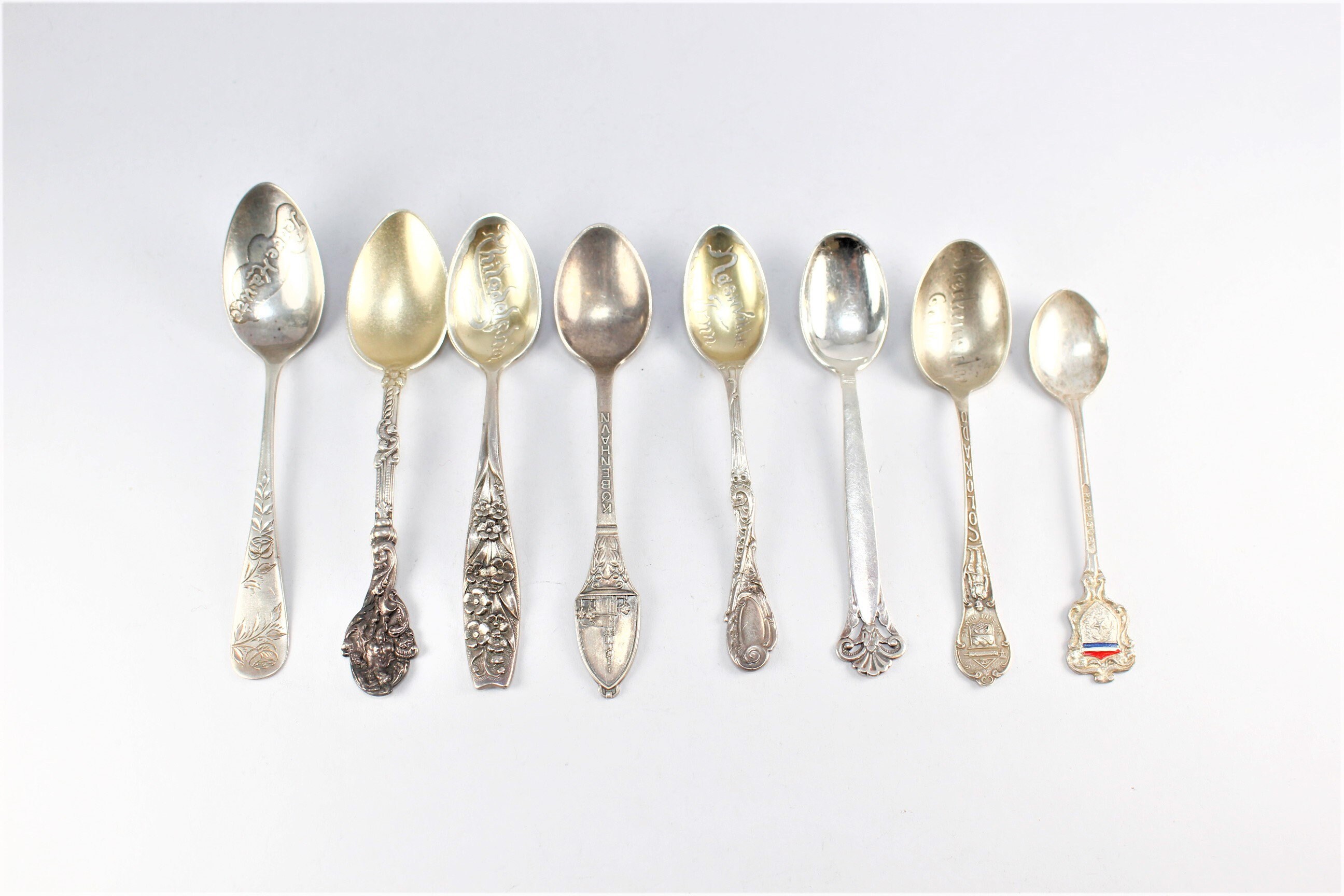 Sterling Silver Assorted Souvenir Spoons 8 Etsy