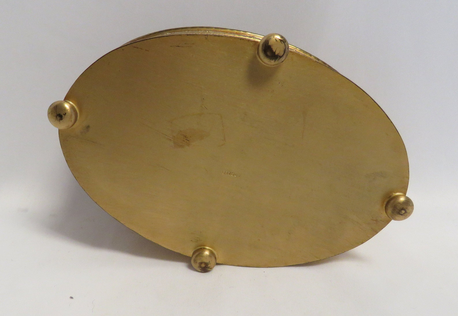 Vintage Gilt Metal Ornate Footed Oval Jewelry Box Etsy