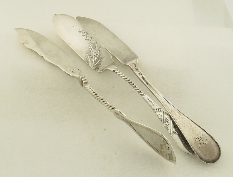Antique 3 Sterling Silver Master Butter Knives.