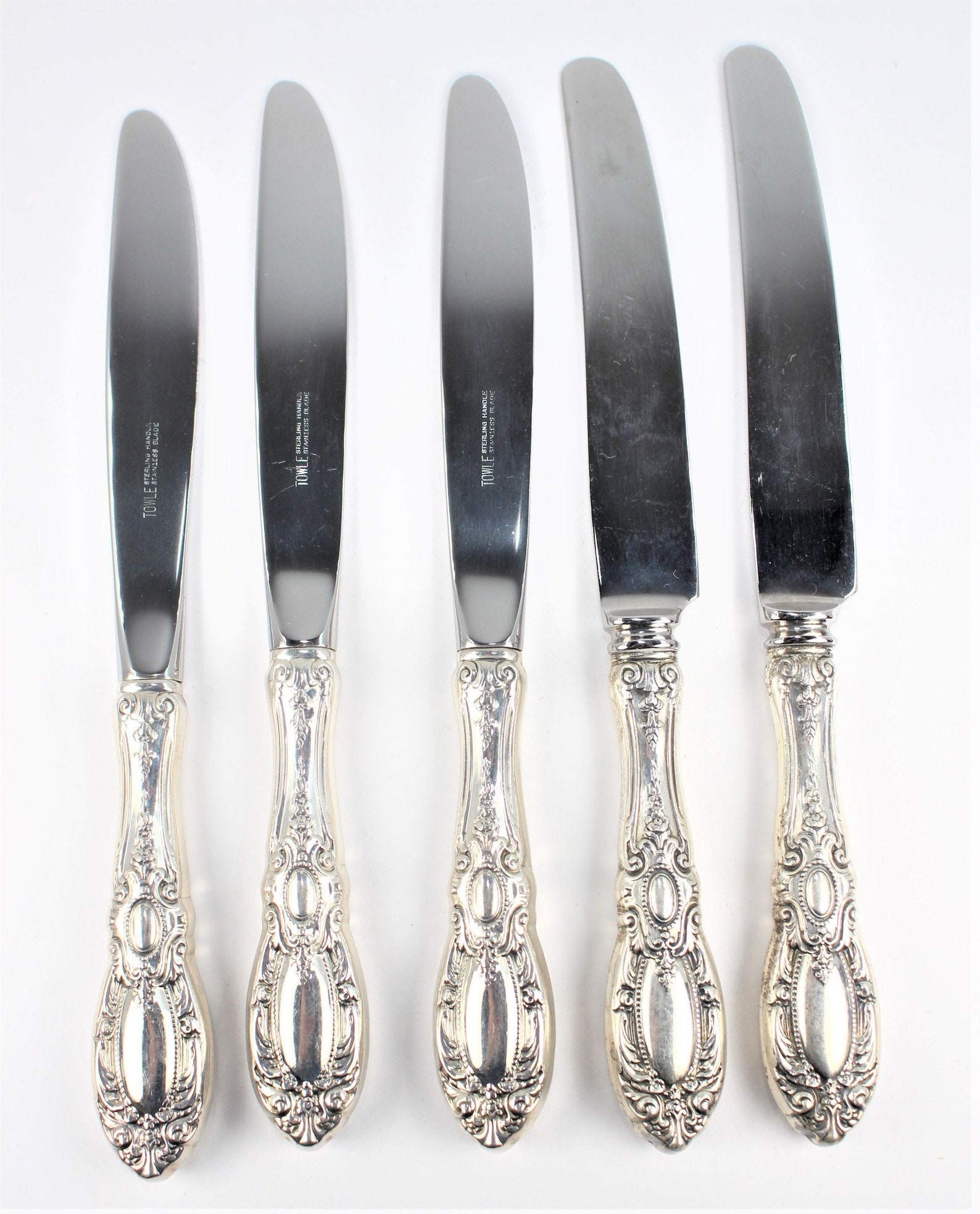 Vintage Sterling Silver Handled Towle King Richard Knives 5 Etsy
