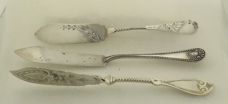 Antique 3 Sterling Silver Master Butter Knives.