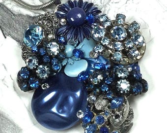 Custom Made Bridgerton/ Named “Twilight”/ Lady Whistledown Style/ Blue Necklace/ Vintage Statement/ Bridgerton Jewelry/ One of a Kind