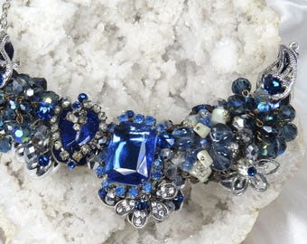 Lady Whistledown Necklace, Statement Necklace, Bridgerton Necklace, Bridal Necklace, "One of a Kind" Necklace, Blue Necklace, Bling Necklace