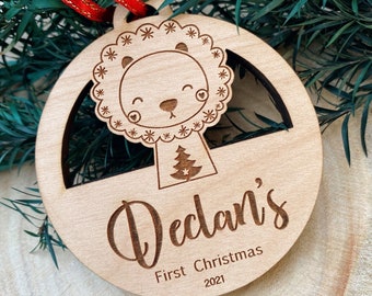 Personalized Baby's First Christmas Ornament 2023 - Baby Keepsake Ornament - New Baby Gift - Baby's 1st Custom Engraved Wood Ornament