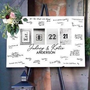 Personalized Wedding Guest Book Sign / Minimalist Wedding Guest Book / Rustic Wedding Guest Book Alternative / Unique Wedding Guest Book image 1