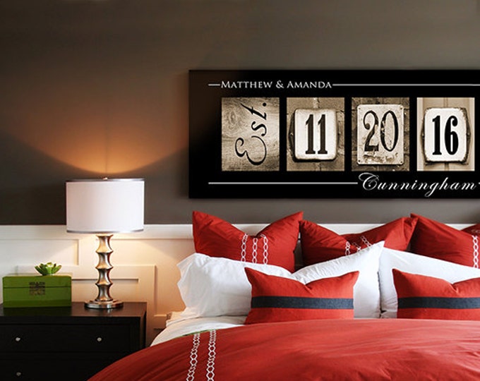 WEDDING DATE ART -  Wedding Date Numbers, Personalized Wedding Gift Idea, Wedding Date Frame, Christmas Gift - Gallery Wrapped Canvas -fd