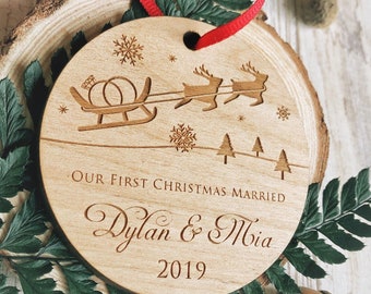 Our First Christmas Engaged Ornament/Personalized Engagement Ornament/Gift For Couple/2023 Engagement Gift/First Christmas Together