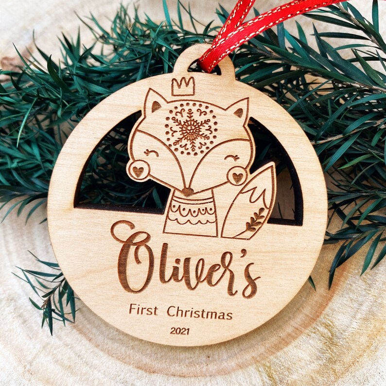 Personalized Baby's First Christmas Ornament 2023 Baby Keepsake Ornament New Baby Gift Baby's 1st Custom Engraved Wood Ornament image 5