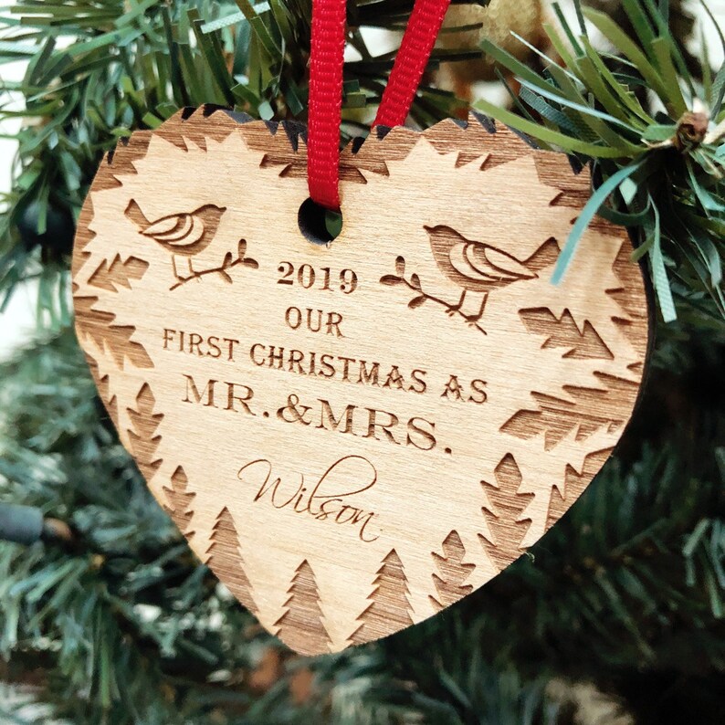 Personalized Christmas Ornament 2023/Our First Christmas Ornaments Personalized /Newlywed Ornament/Just Married Ornament/Mr & Mrs Ornament image 5