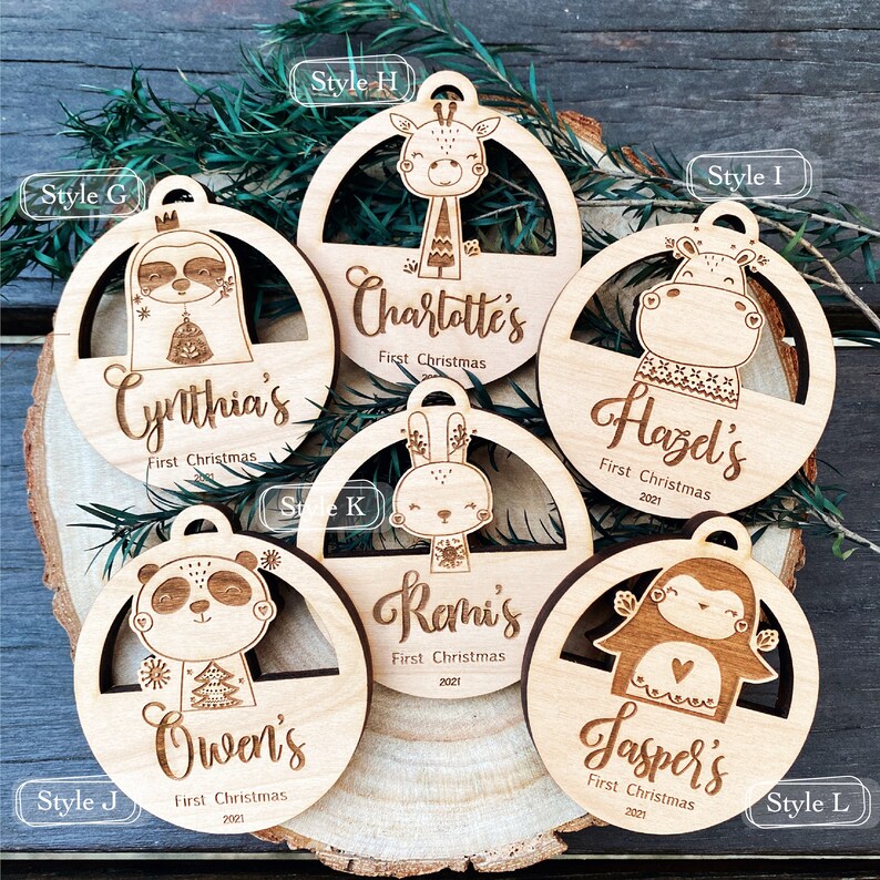 Personalized Baby's First Christmas Ornament 2023 Baby Keepsake Ornament New Baby Gift Baby's 1st Custom Engraved Wood Ornament image 3