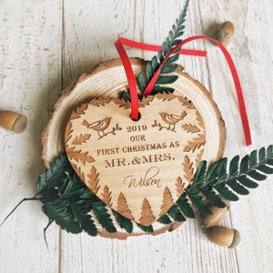 Personalized Christmas Ornament 2023/Our First Christmas Ornaments Personalized /Newlywed Ornament/Just Married Ornament/Mr & Mrs Ornament Design #A