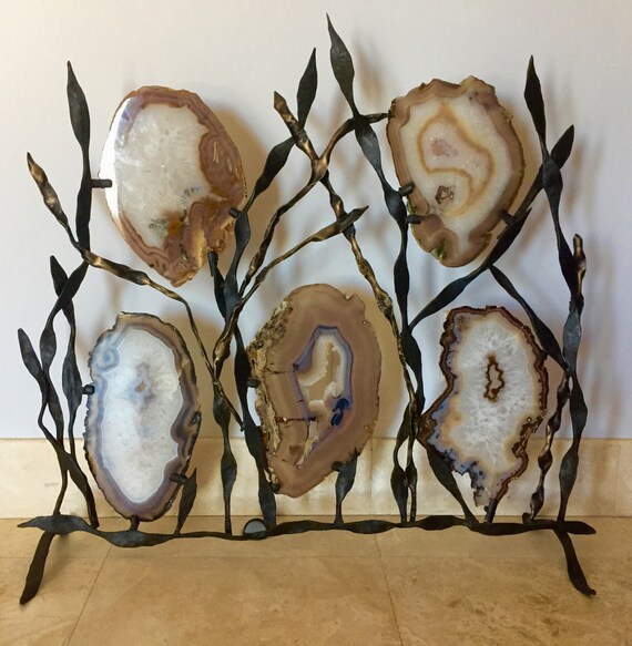 Fireplace Screen Hand Forged Iron And Bronze Room Divider Etsy