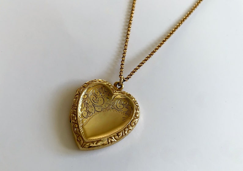 Antique 9CT SOLID GOLD Locket Necklace Edwardian Heart Etsy