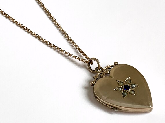 Antique Gold Heart Locket Necklace, Victorian Hear