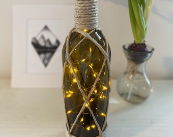 Wine bottle lights, Twine wrapped vase, Upcycled wine bottle, Wedding centerpiece, Accent piece, Gift for her, Mother's Day gift