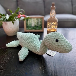 Crochet Loch Ness monster, Soft plushie, Velvet plush, Stuffed animal, Amigurumi