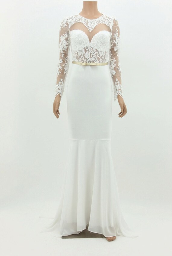 Lace Handmade Bridal Mermaid Tail Dress Etsy
