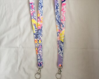Lanyard Made With Lilly Pulitzer So Snappy fabric