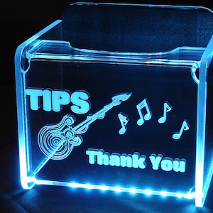 LED Glowing Tip Box- Spiral Electric Guitar for Musicians!  Tip Jar -LED Tip Jar -Light up tip Jar -Ballot Box- Card Box- Musician Tip Jar
