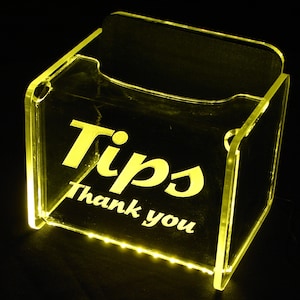 LED Glowing Tip Box- Wave Font-  Tip Jar -LED Tip Jar -Light up tip Jar -Ballot Box- Card Box- Musician Tip Jar