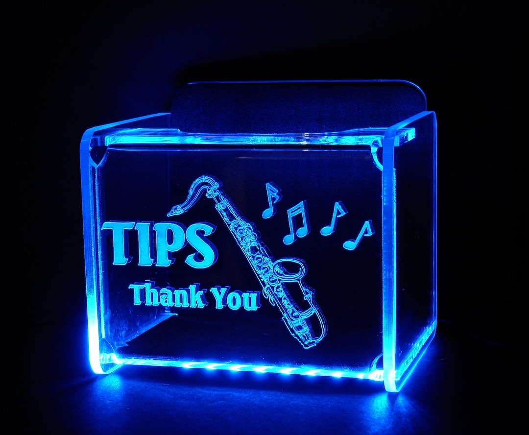 LED Glowing Tip Box Saxophone Design for Musicians Tip Jar LED Tip Jar