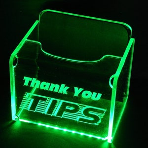 LED Glowing Tip Box- Scanline Font-  Tip Jar -LED Tip Jar -Lighted Tip Jar -Ballot Box- Card Box- Musician Tip Jar- Made in USA!