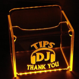 LED Glowing Tip Box-Headphone Design for DJs-  Tip Jar -LED Tip Jar -Light up tip Jar - Musician Tip Jar- DJ Tip Jar- Made in America!