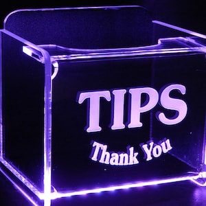 LED Glowing Tip Box- Souvenir Font-  Tip Jar -LED Tip Jar -Lighted Tip Jar -Ballot Box- Card Box- Musician Tip Jar- Made in USA!