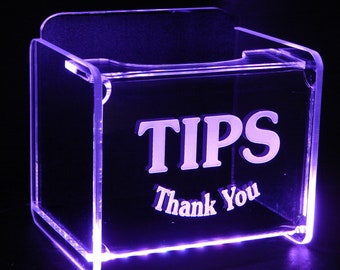 LED Glowing Tip Box- SOUVENIR Font-  Tip Jar -LED Tip Jar -Light up tip Jar -Ballot Box- Card Box- Musician Tip Jar