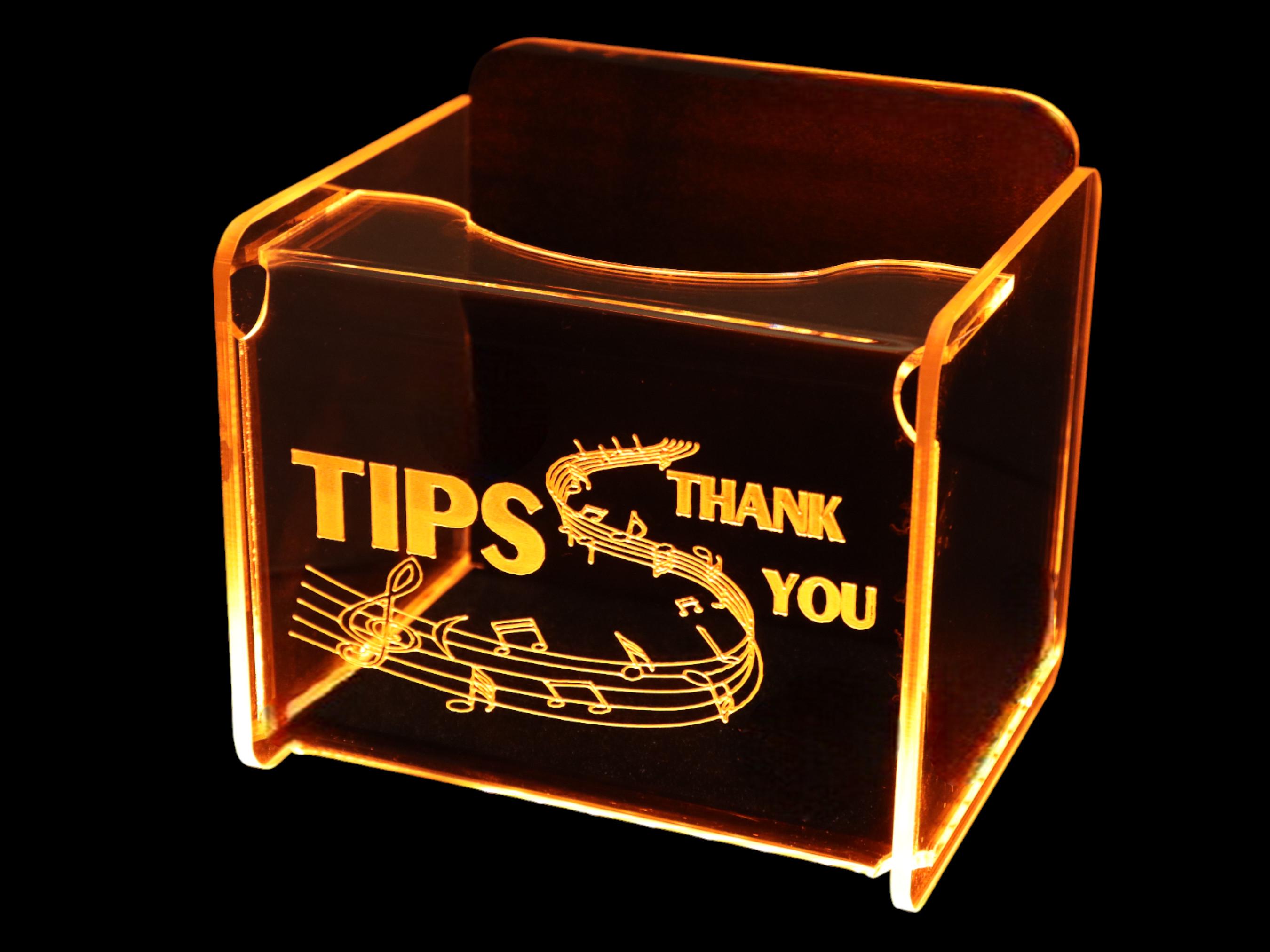 LED Glowing Tip Box- Music Lovers Tip Jar -LED Tip Jar -Light up tip Jar -Ballot Box- Card Box- Musician Tip Jar-Guitarist