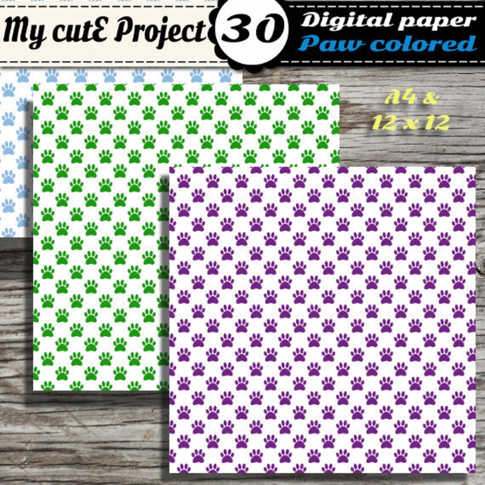 Paw Prints Digital Paper Animal Paw Prints Scrapbook Papers - Etsy