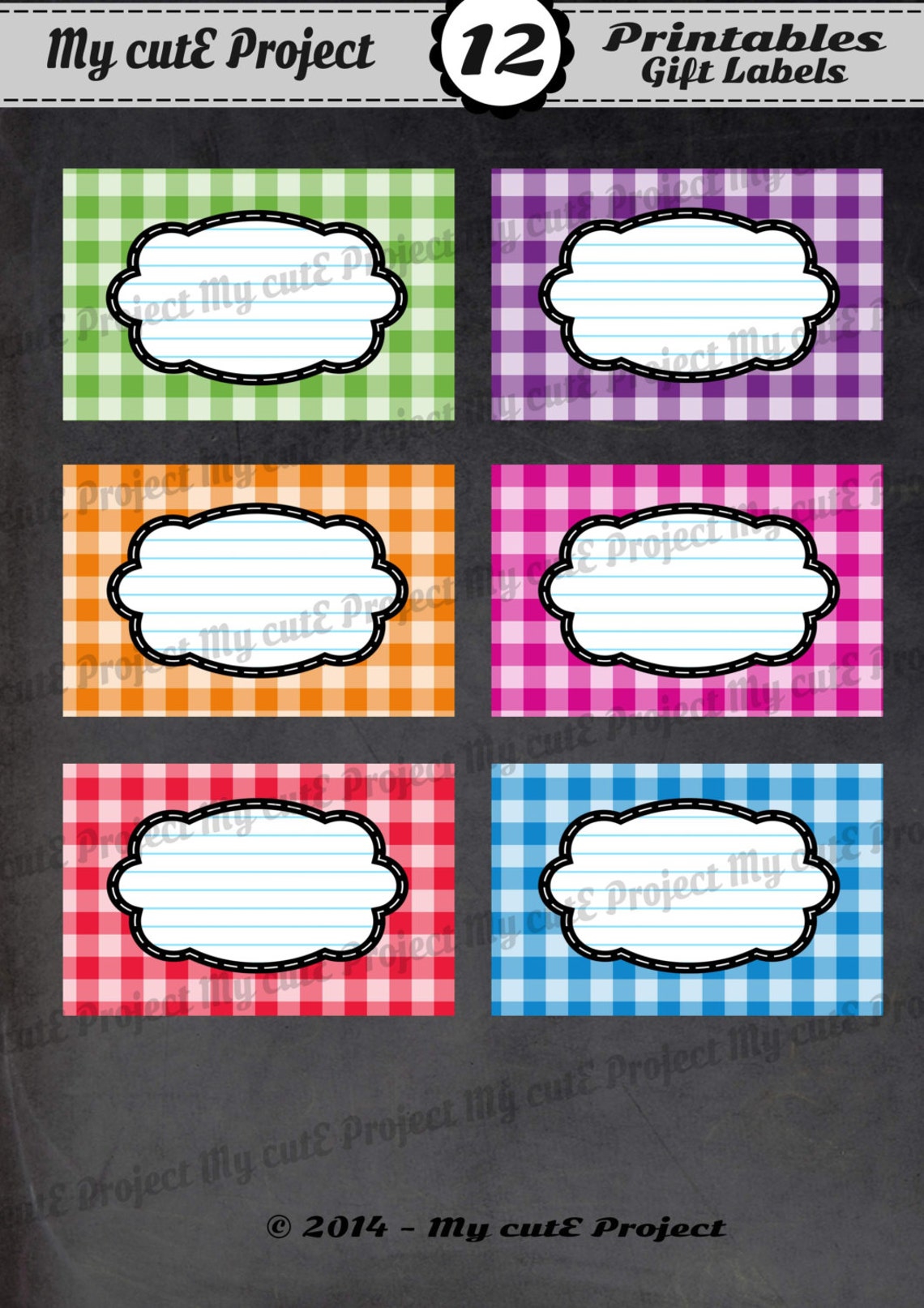 12 GIFT LABELS Printable GINGHAM Instant Download 3 | Etsy