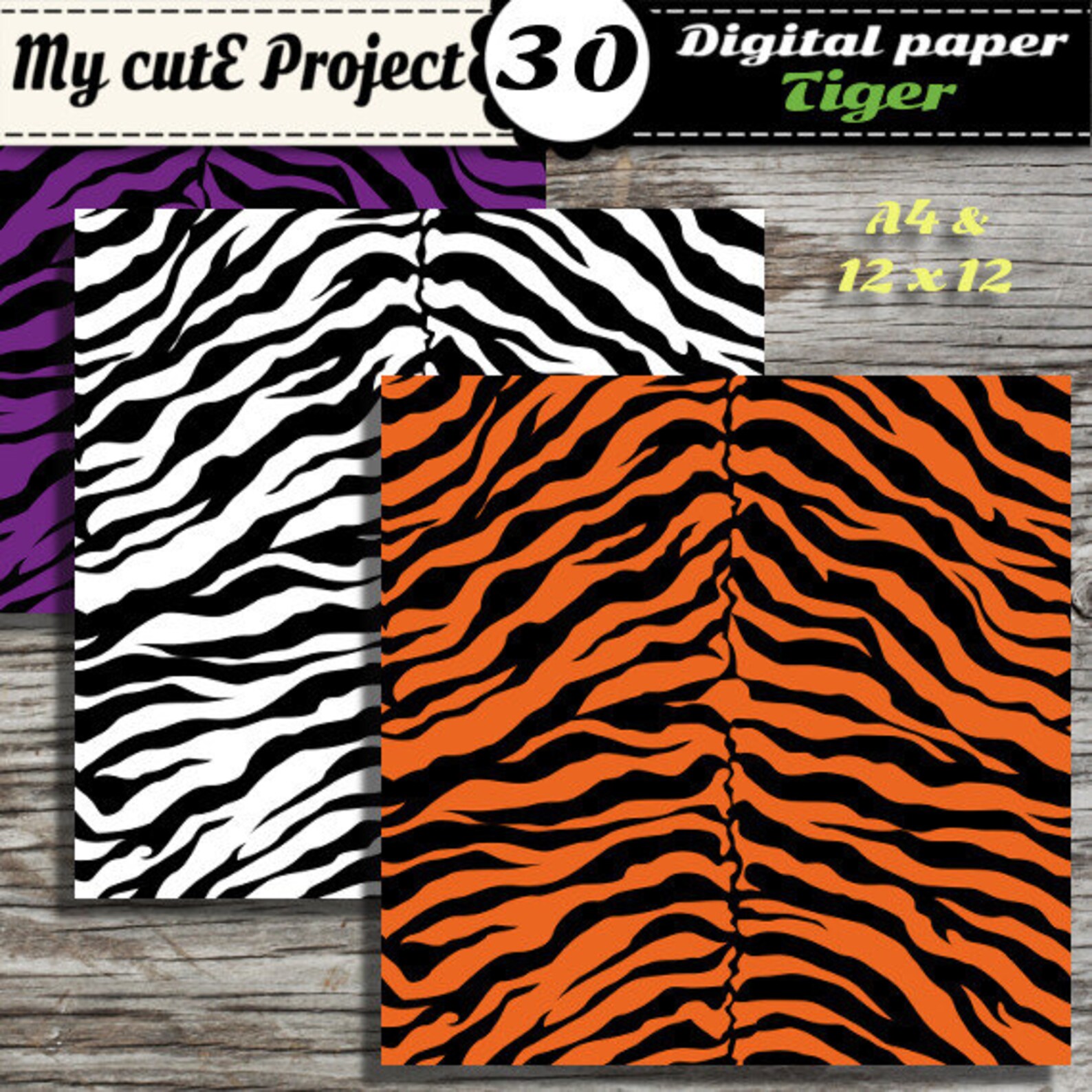 Tiger Animal Prints Digital Paper Scrapbook Papers | Etsy