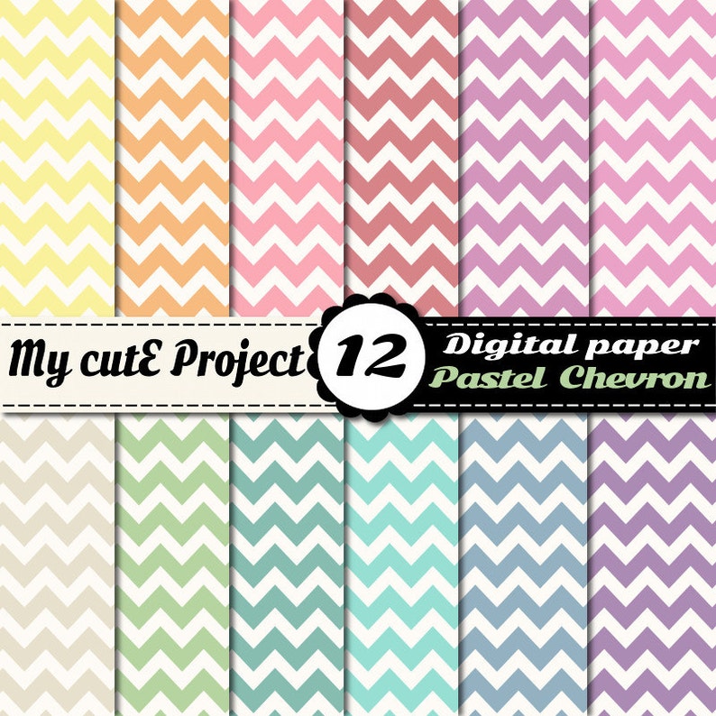 Digital Paper CHEVRON PASTEL Scrapbooking 12x12 A4 Etsy